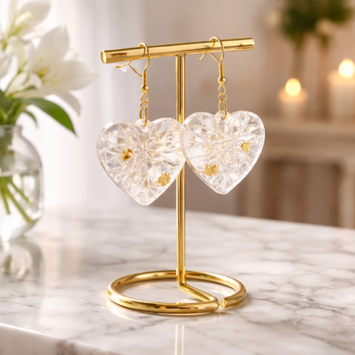 Boucles d’oreilles cœur holographique