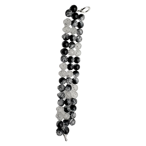 Bracelet artisanal en perles contrastées noir & blanc aux effets marbrés