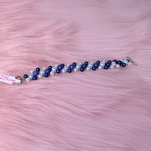 Bracelet femme en pierres semi-précieuses bleu et blanc