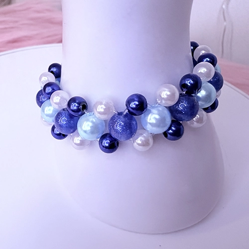 Bracelet femme en pierres semi-précieuses bleu et blanc