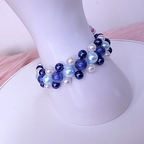 Bracelet femme en pierres semi-précieuses bleu et blanc