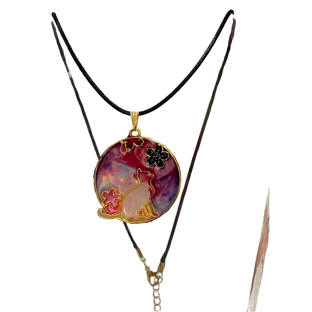 COLLIER CHAT EN RESINE