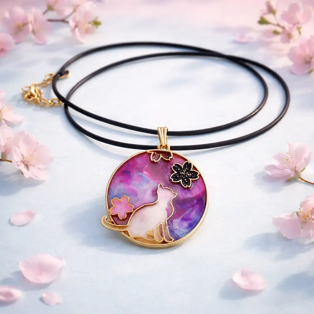 COLLIER CHAT EN RESINE