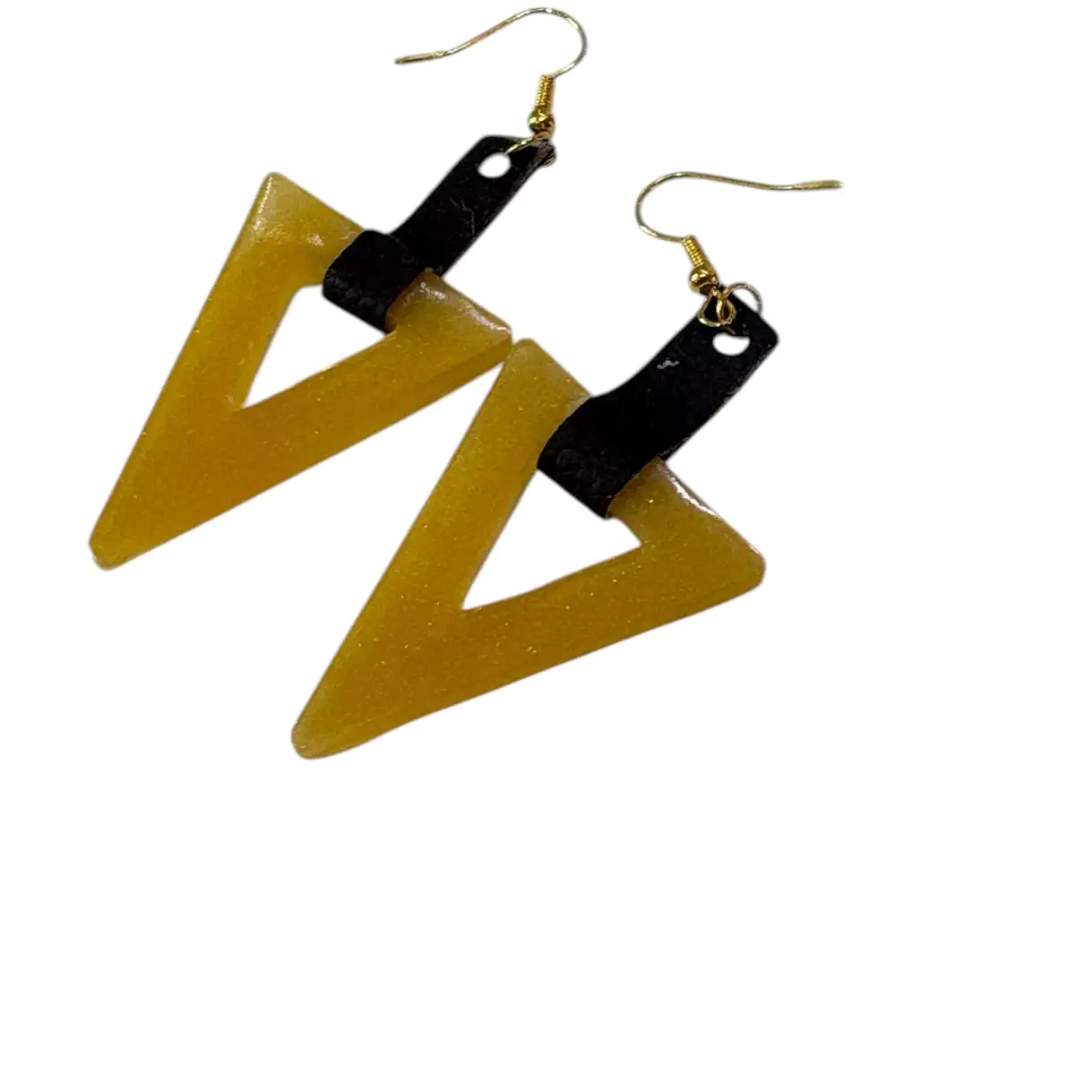 Boucles d’oreilles géométriques en résine et simili cuir – style moderne & chic ✨
