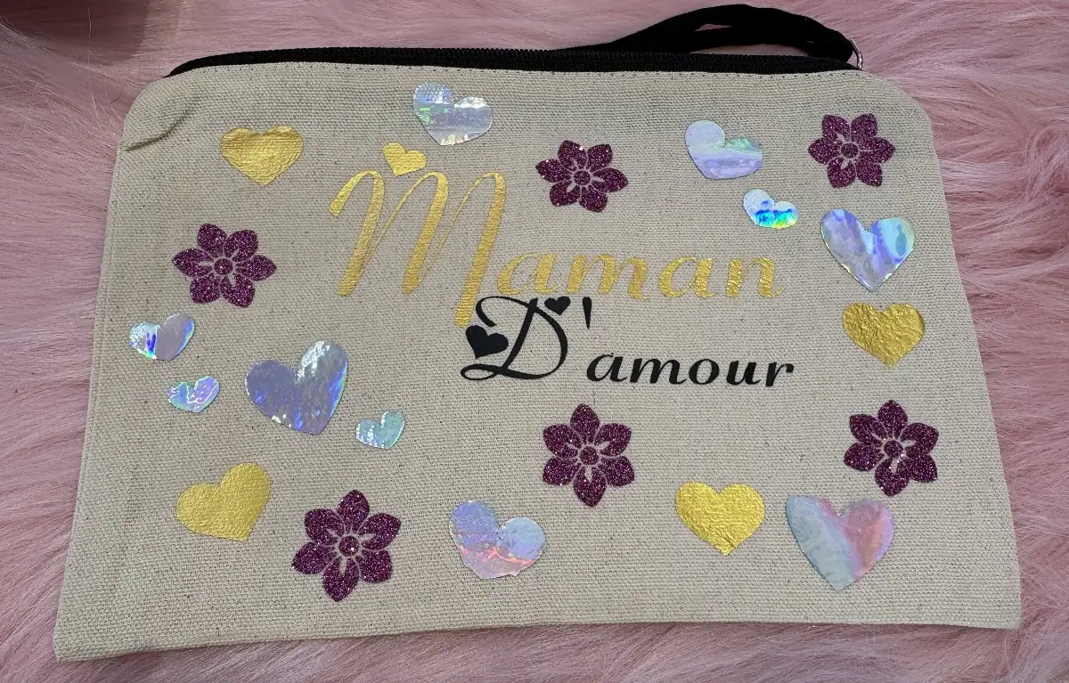 trousse personnalisée en toile – Cadeau maman / femme – Pochette  fait main – Idée cadeau originale.