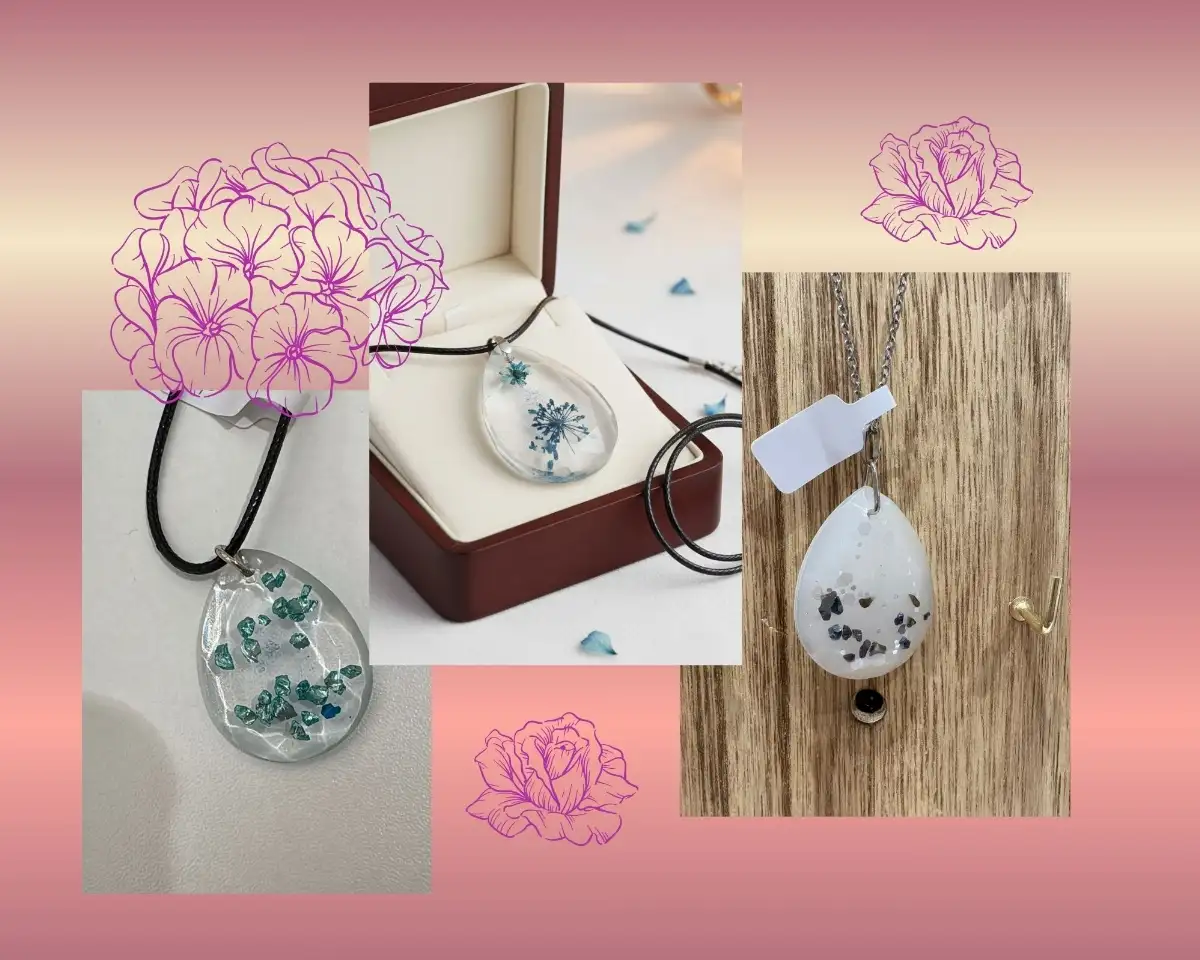 Collier pendentif en résine