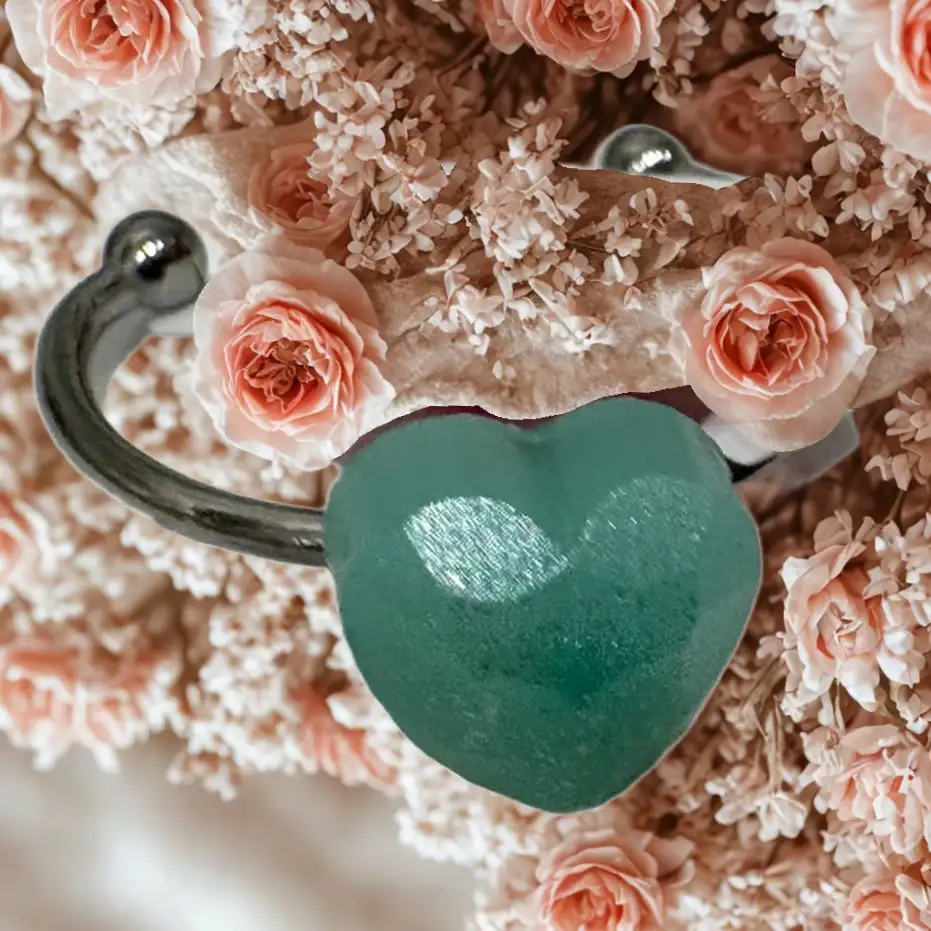 Bague cœur de Menthe scintillant