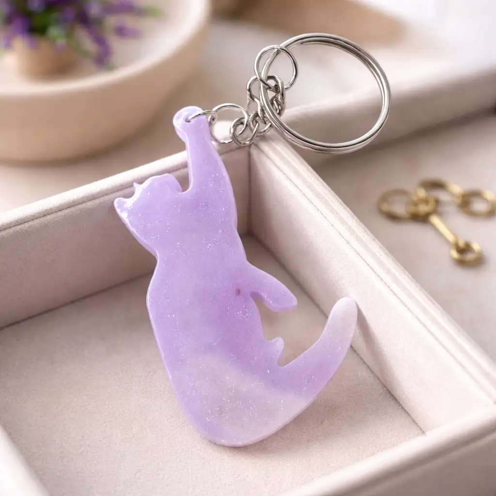 Porte clés Chat Lavande