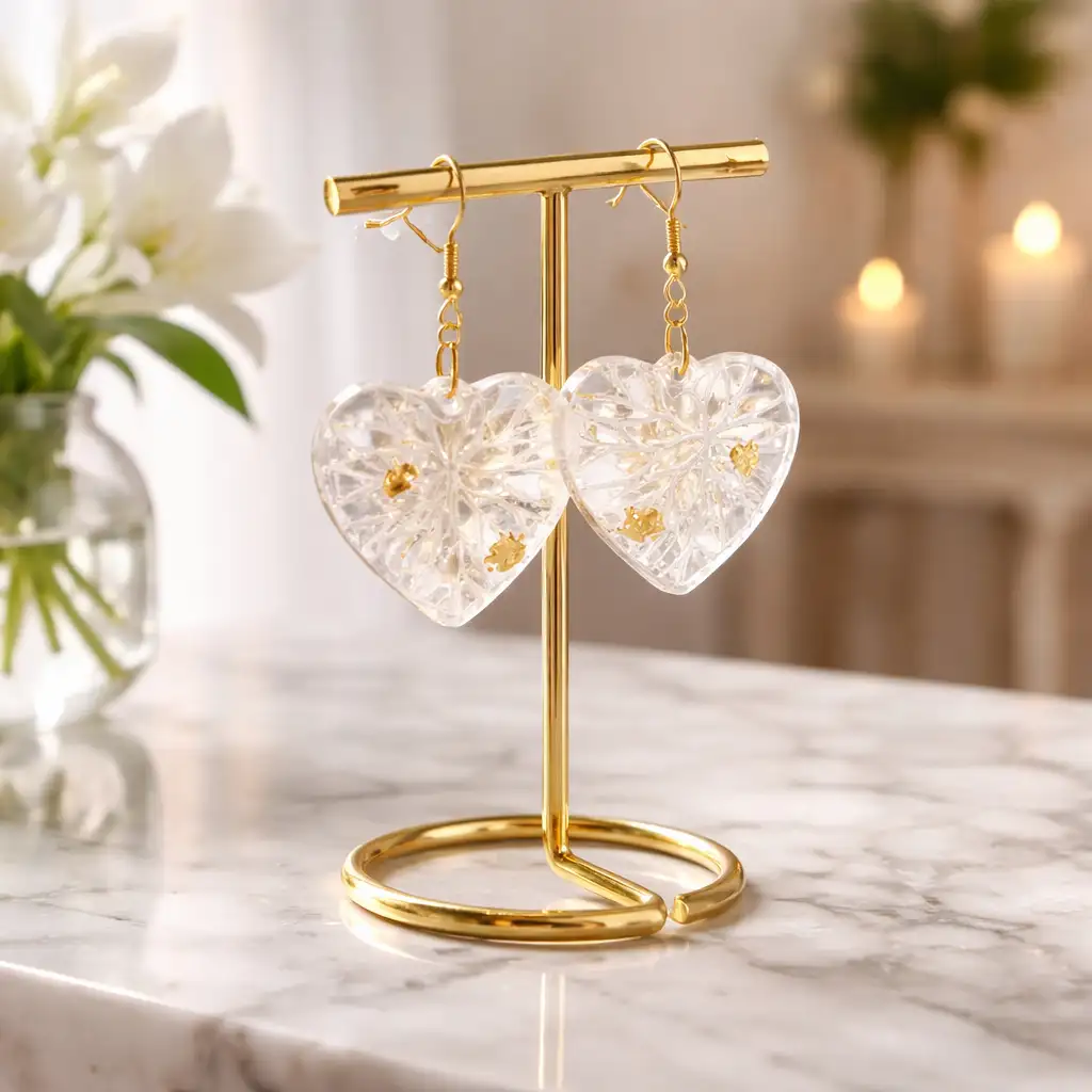 Boucles d'oreilles Cœur holographique Cristallin