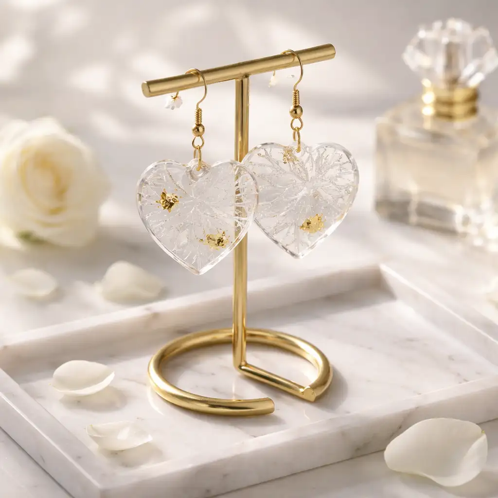 Boucles d'oreilles Cœur holographique Cristallin