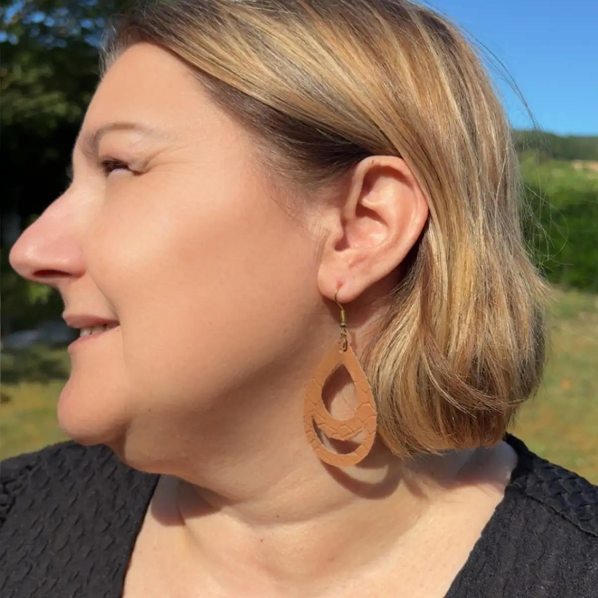 Boucles d'oreilles "Double goutte Caramel"