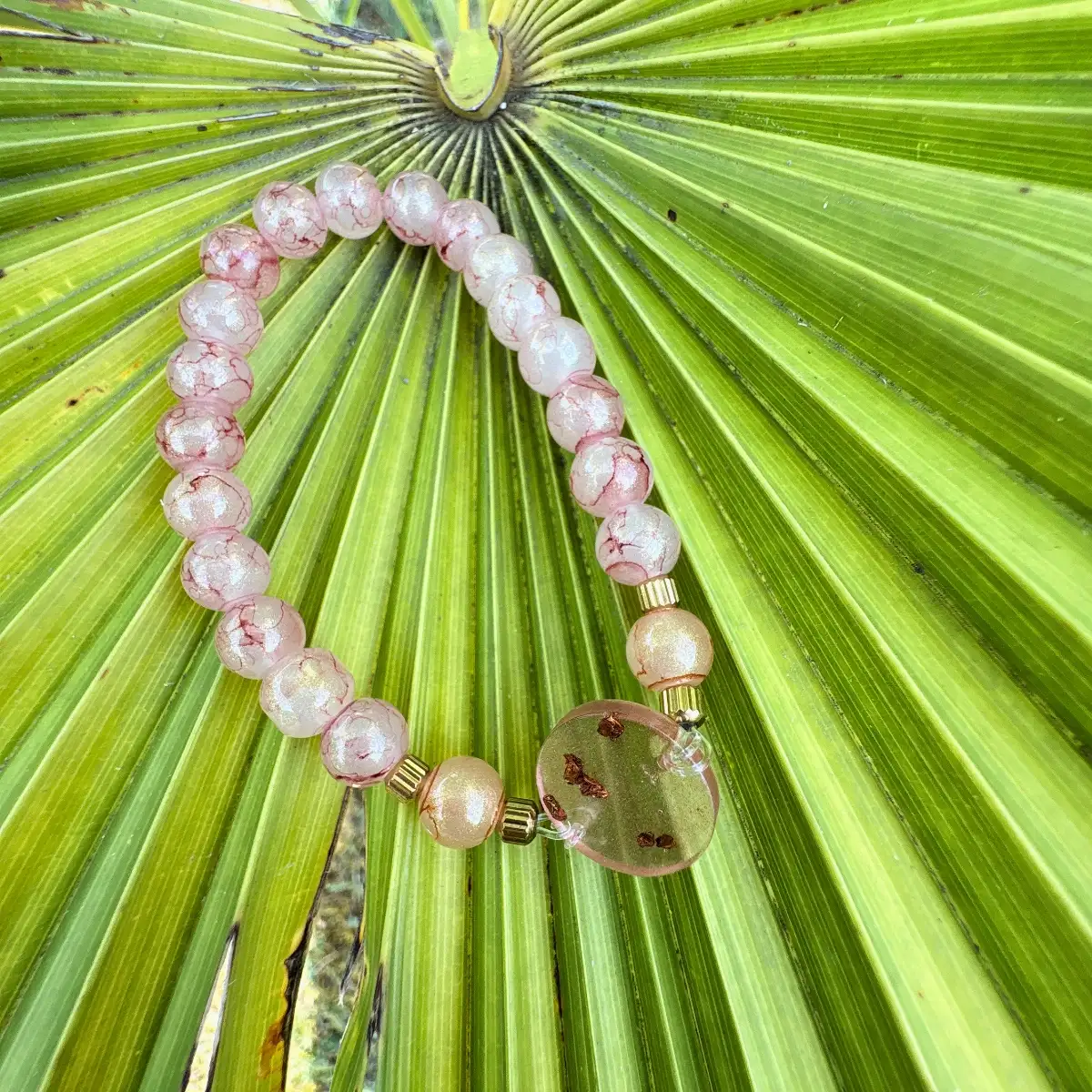Bracelet Rosée cuivrée en résine et perle