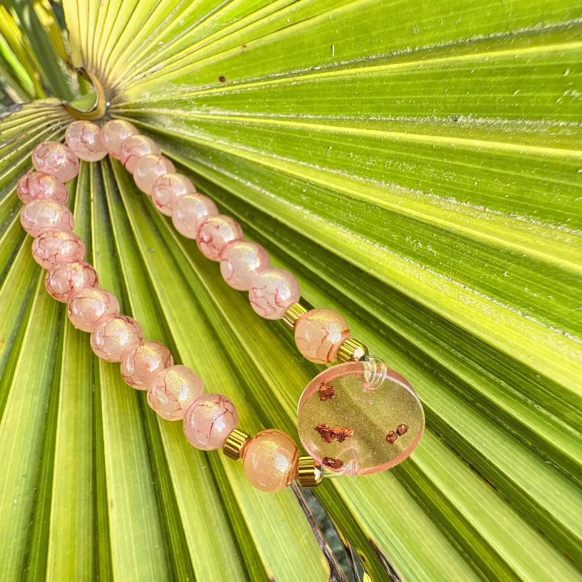 Bracelet Rosée cuivrée en résine et perle