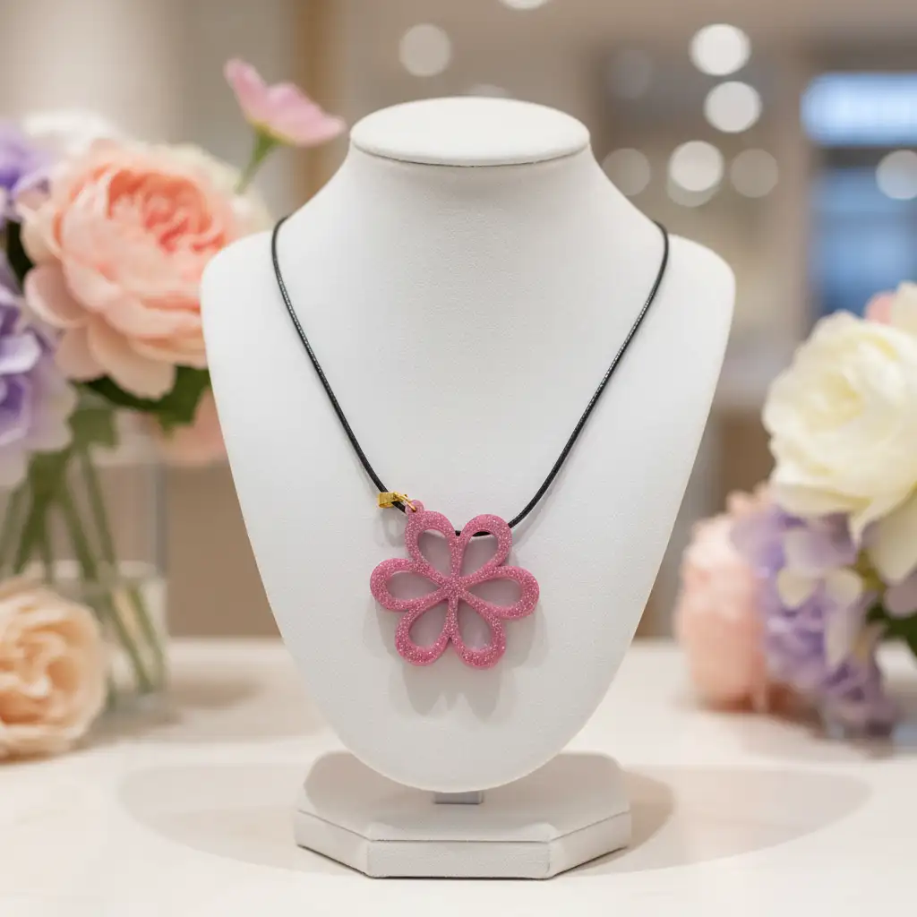 Collier Fleur de Rosée – Bijou artisanal en résine